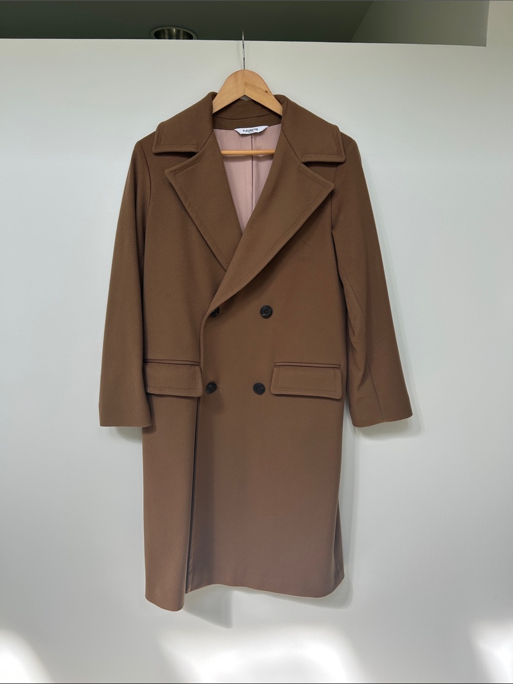 Fleurette | Tan Loro Piana Wool Double-Breasted Coat | Size 6